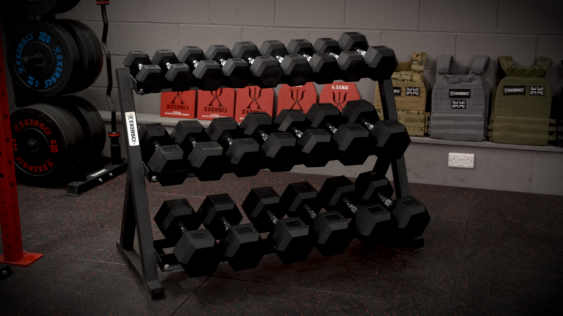 An image of progressively increasing Exersci weighted dumbells to illustrate the Exersci blog post entitled 'Is progressive overload the key to improvement?'