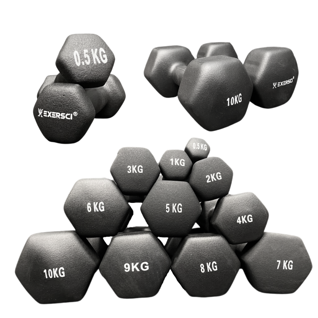 Exersci® Black Neoprene Dumbbells (Pair)