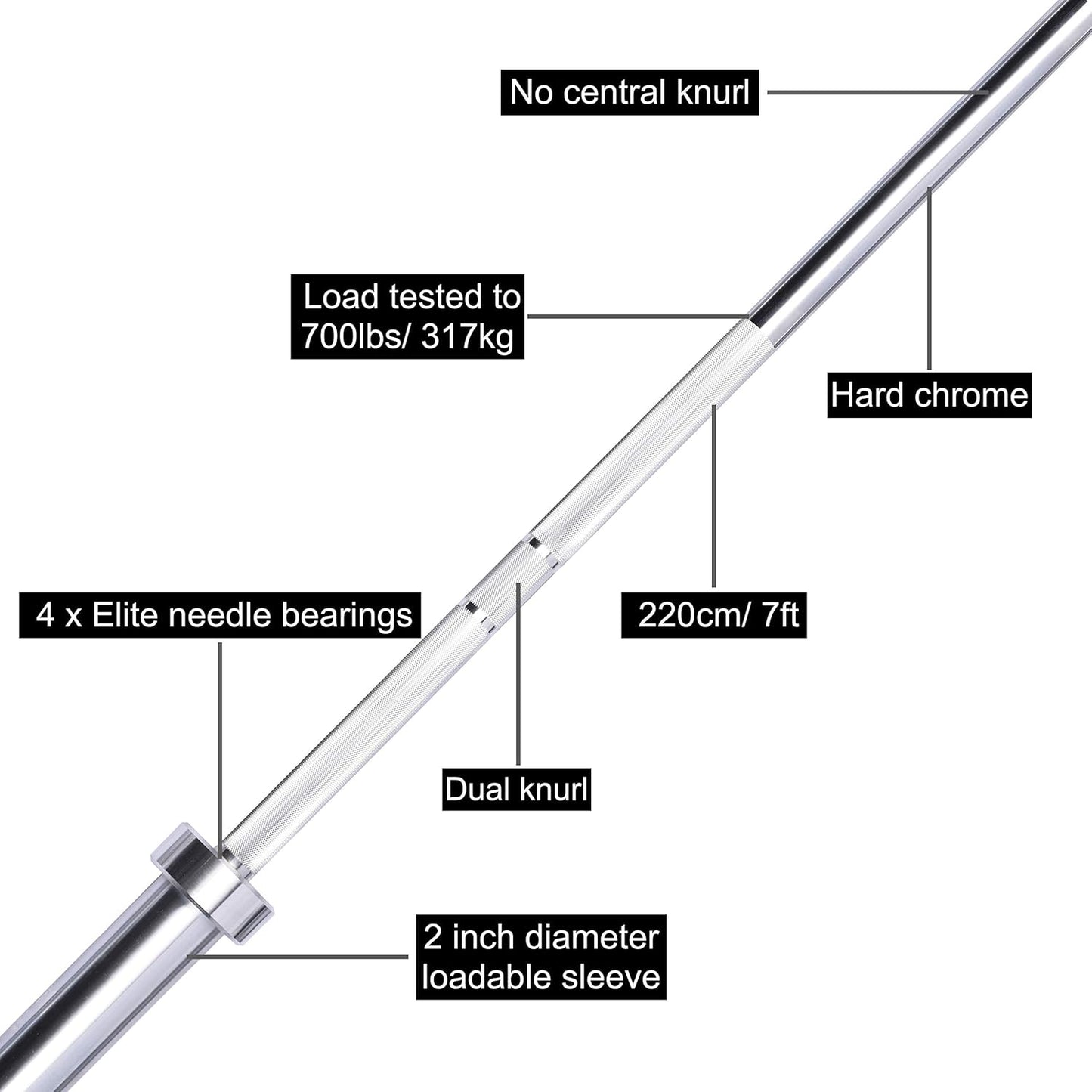 Exersci 7ft Elite Chrome Olympic Barbell