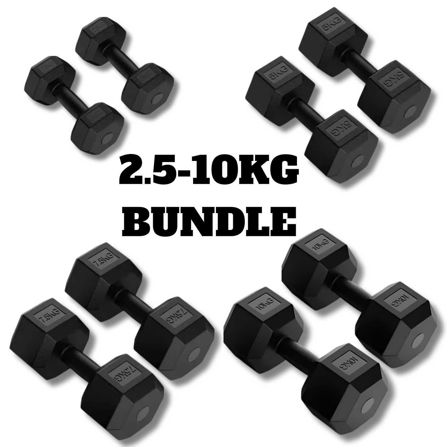 Cement Hex Dumbbells 2.5kg to 10kg Bundle