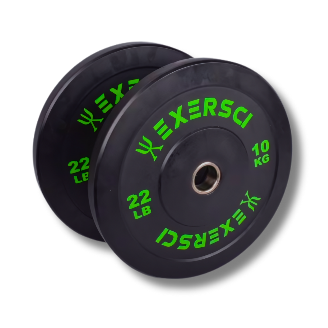 Exersci 10kg Black Rubber Bumper Plates Pair