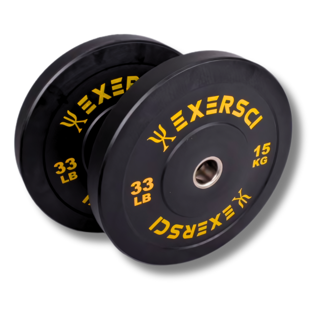 Exersci 15kg Black Rubber Bumper Plates Pair