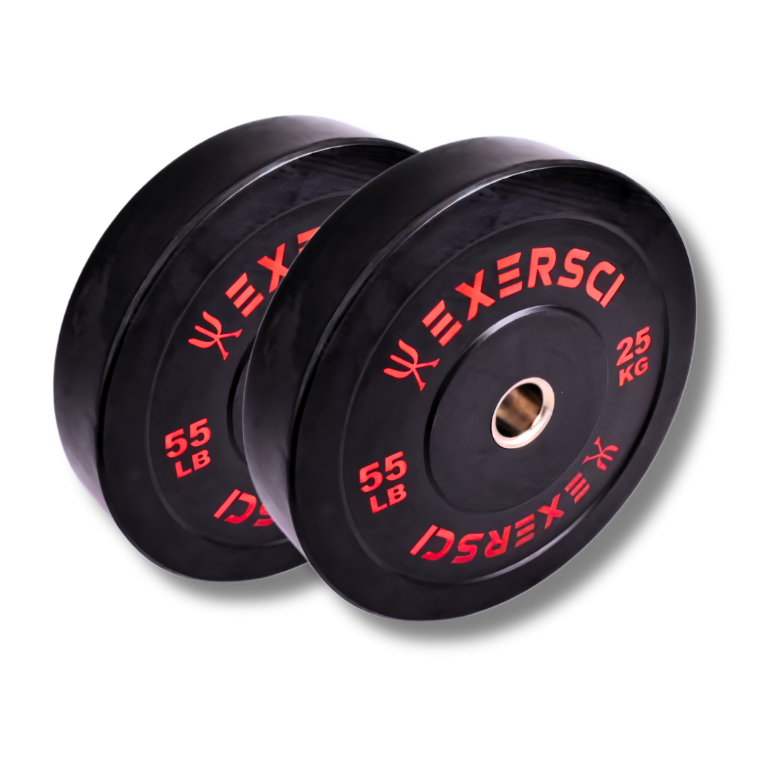 Exersci 25kg Black Rubber Bumper Plates Pair