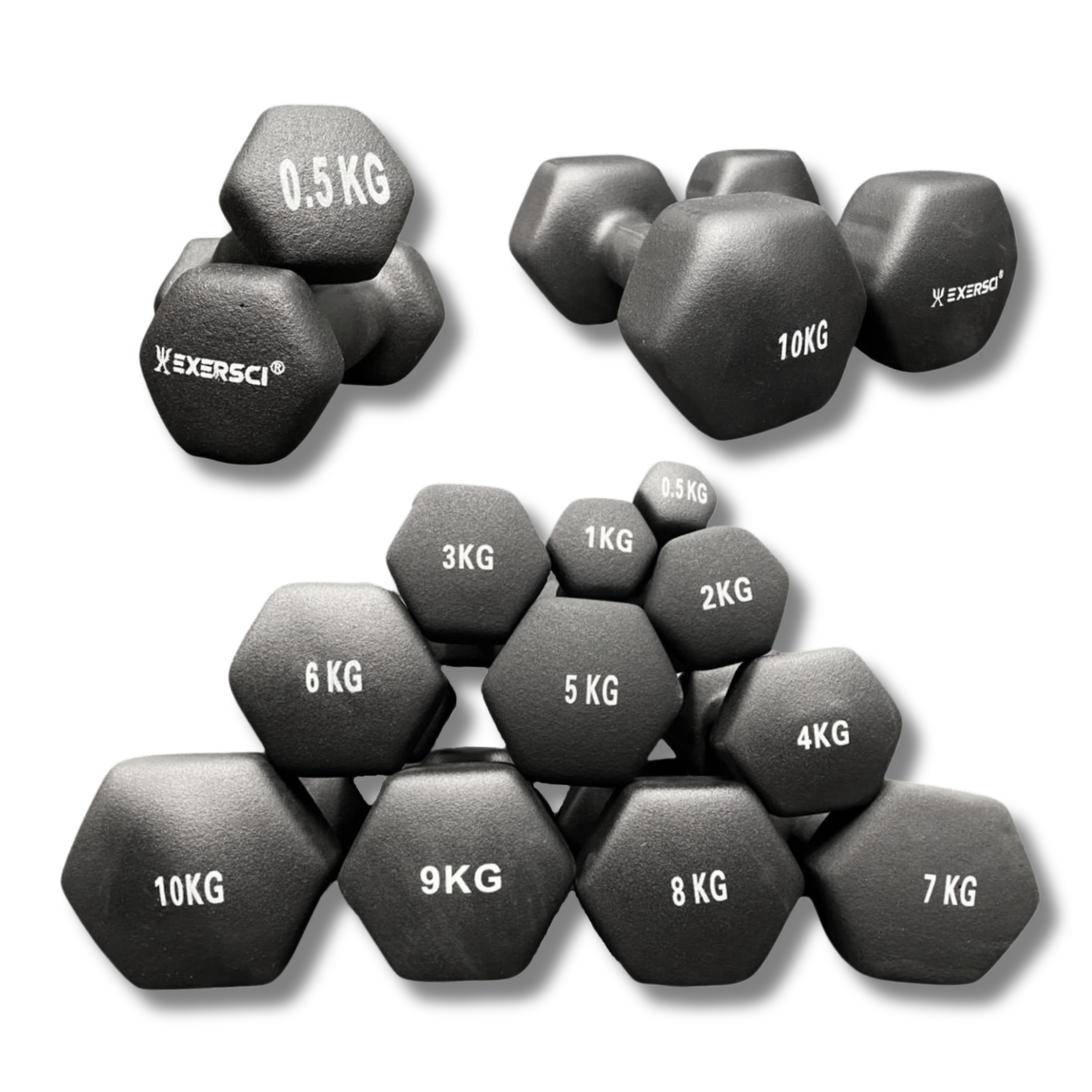 Exersci® Black Neoprene Dumbbells (Pair)