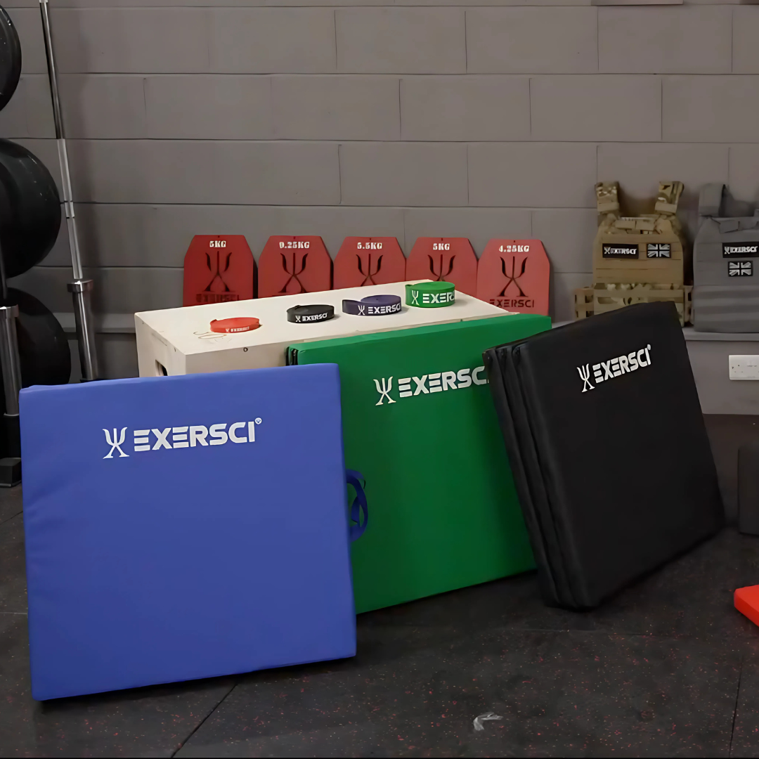 Exersci® Thick Folding Gym Mats Folded in Gym Setting