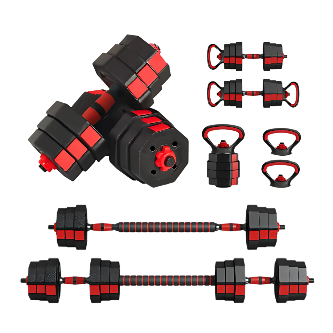 Exersci® Cement Octagonal Adjustable Dumbbell & Barbell Set