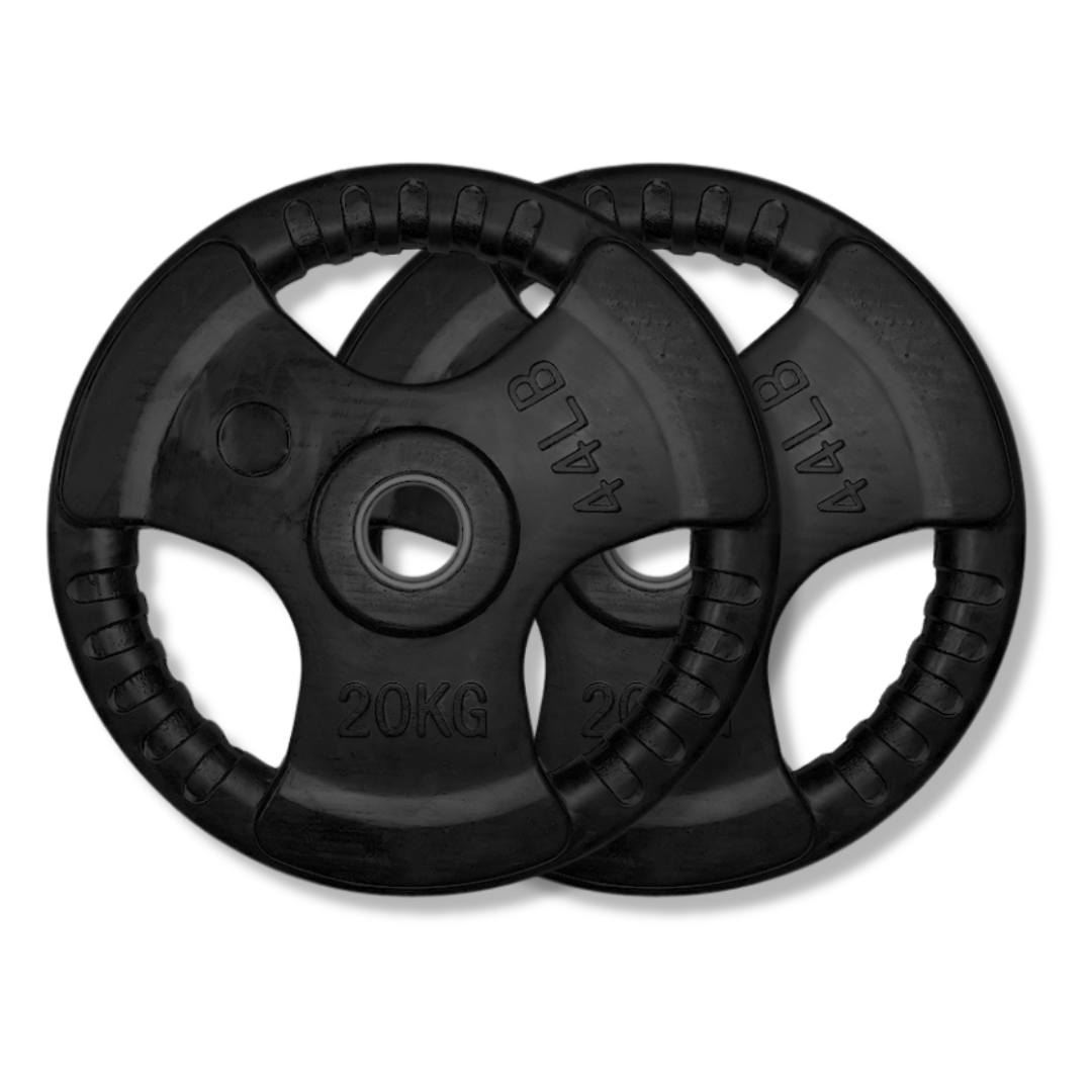 Exersci® Rubber Coated Weight Plates Tri-Grip (Pair)