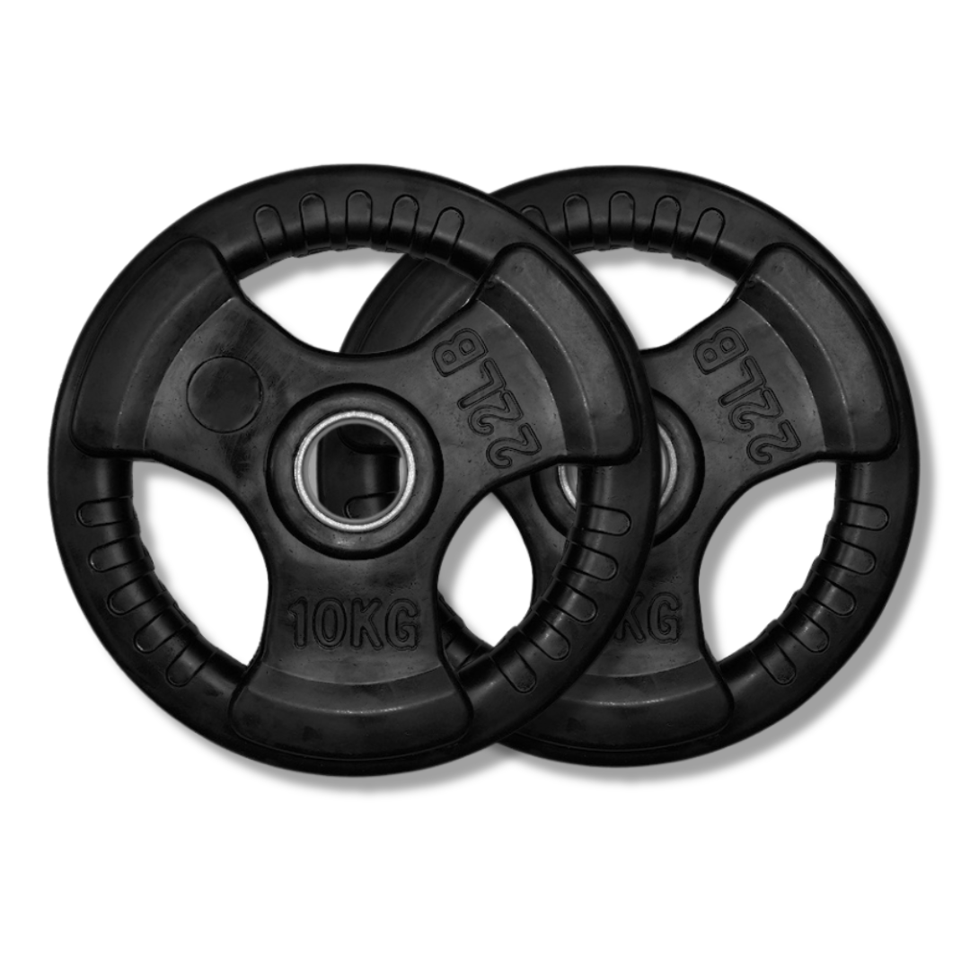 Exersci® Rubber Coated Weight Plates Tri-Grip (Pair)