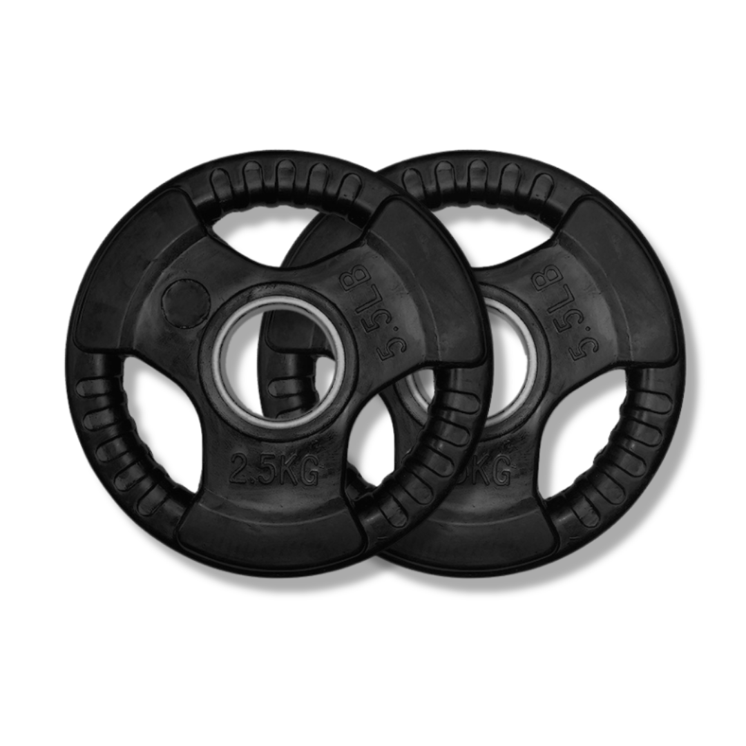 Exersci® Rubber Coated Weight Plates Tri-Grip (Pair)