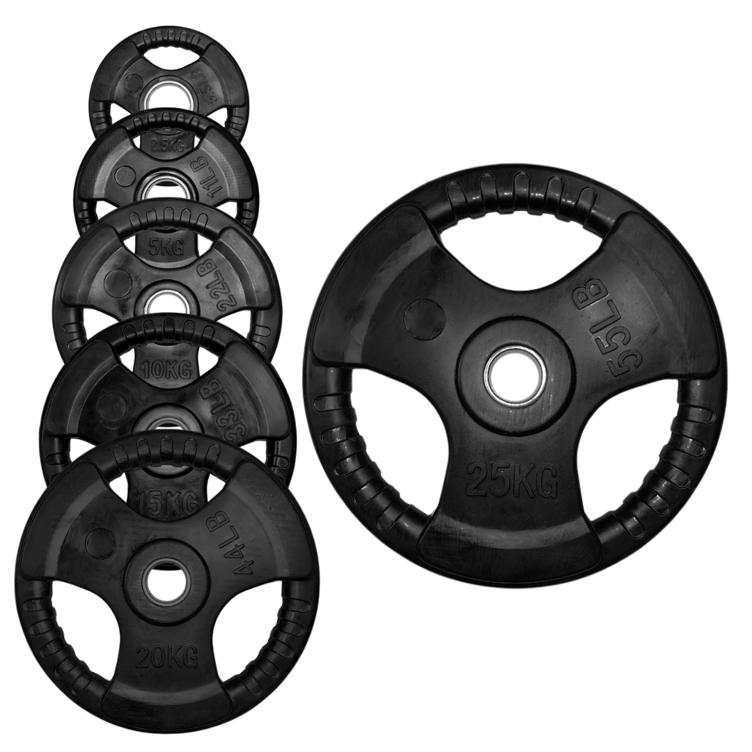 Exersci® Rubber Coated Weight Plates Tri-Grip (Pair)