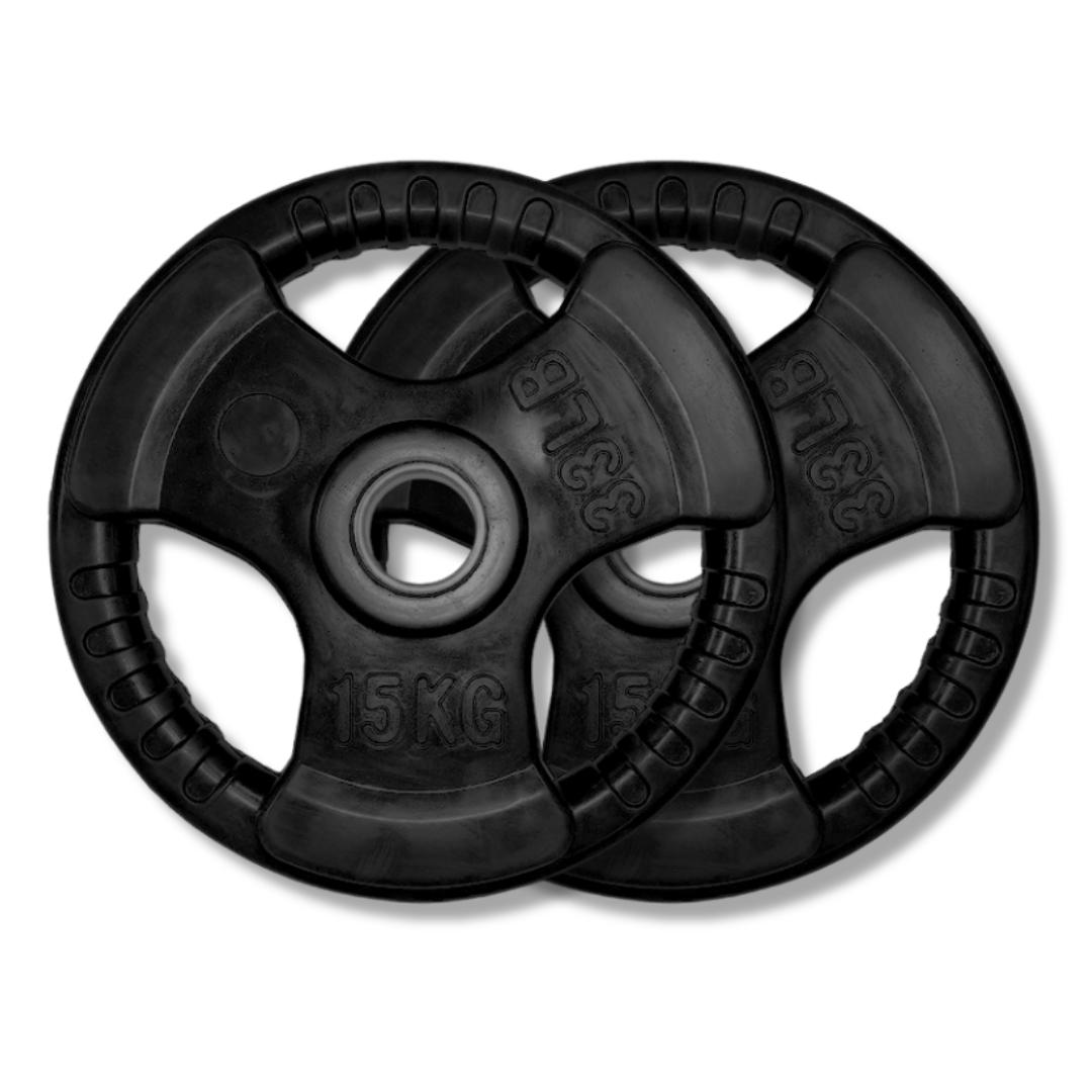Exersci® Rubber Coated Weight Plates Tri-Grip (Pair)