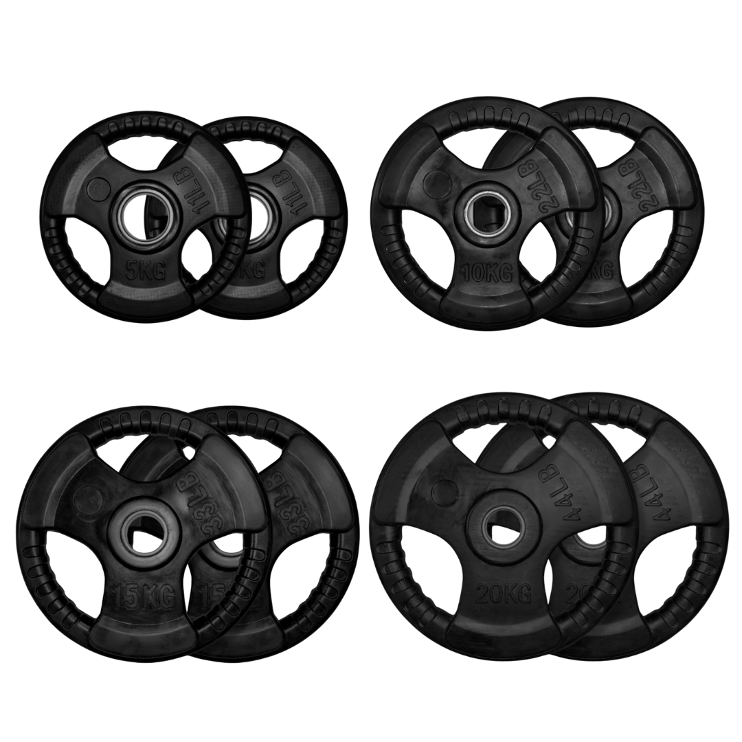 Exersci® Rubber Coated Weight Plates Tri-Grip (Pair)