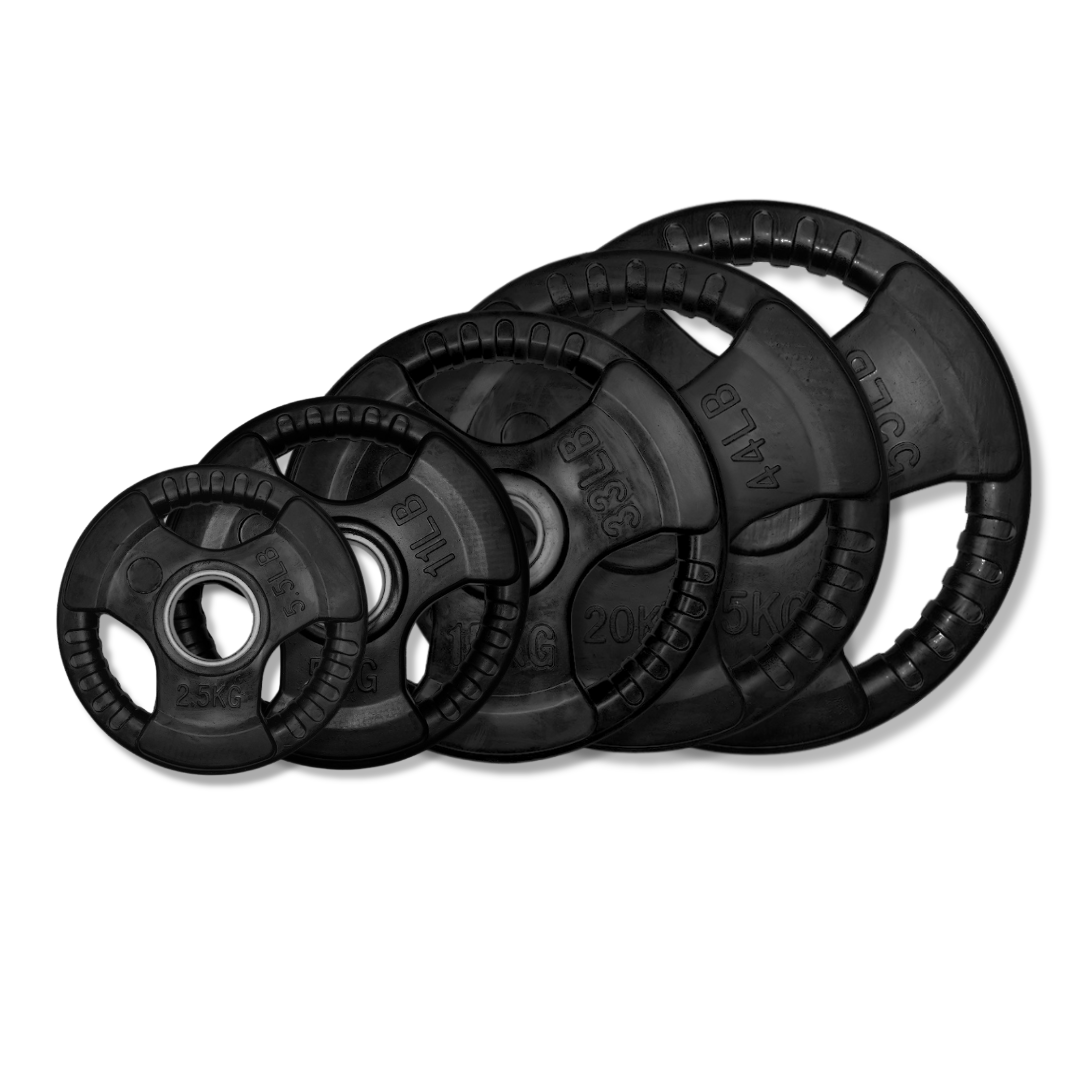 Exersci® Rubber Coated Weight Plates Tri-Grip (Pair)
