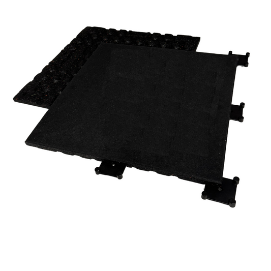Exersci® Premium Black Rubber Tiles with Connectors 100cm x 100cm