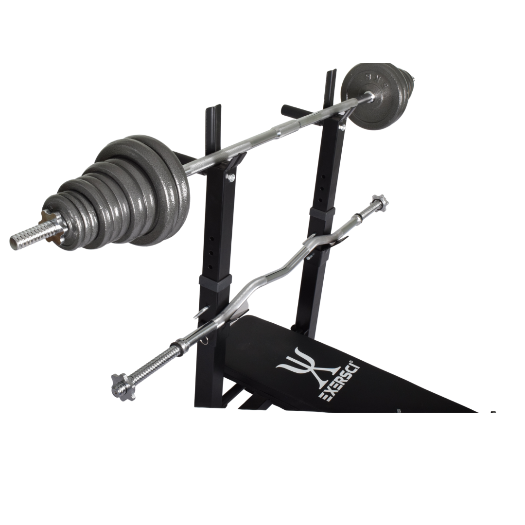 Exersci® Foldable Bench Rack and Weights Set