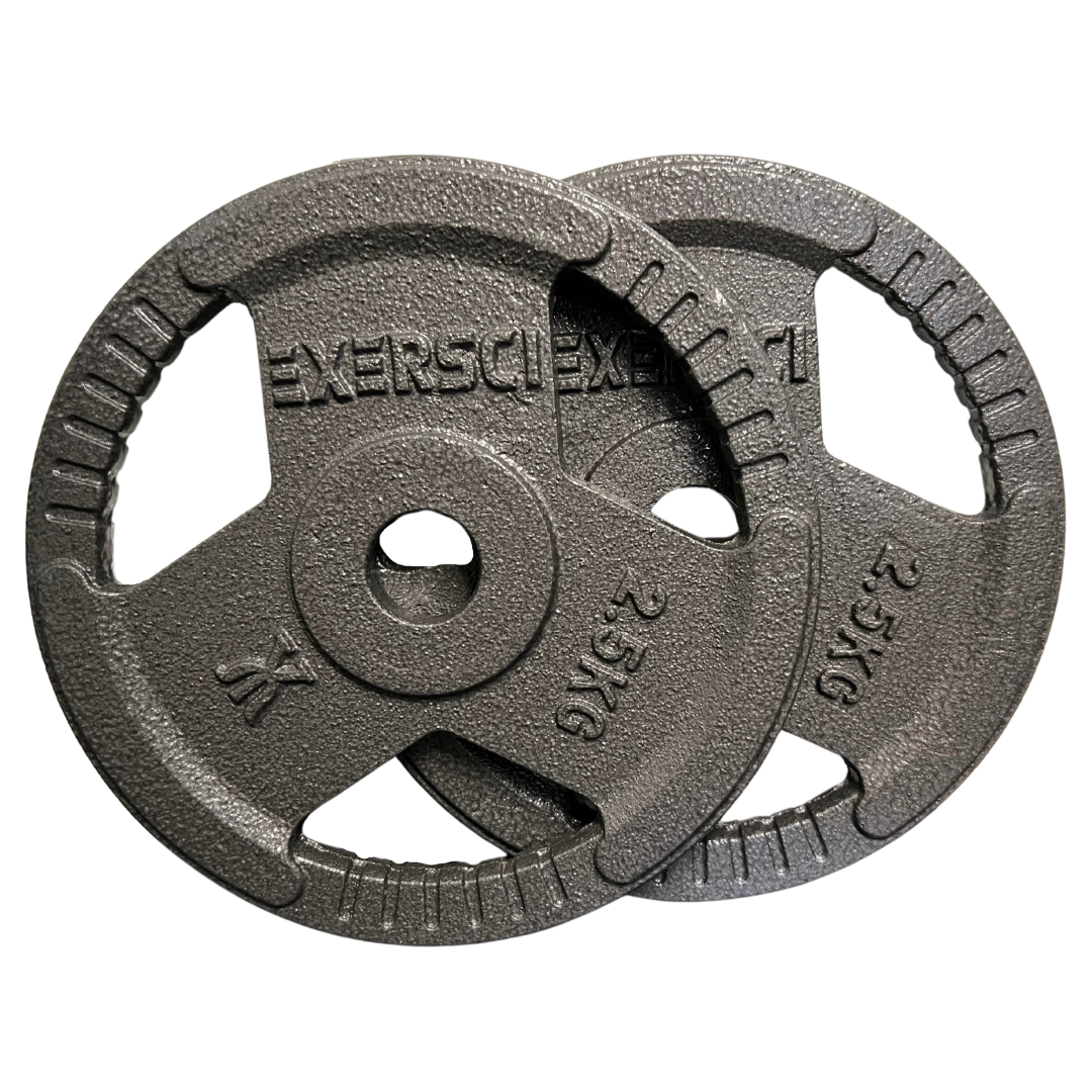 Exersci® 1" Cast Iron Tri-Grip Weight Plates (Pair)