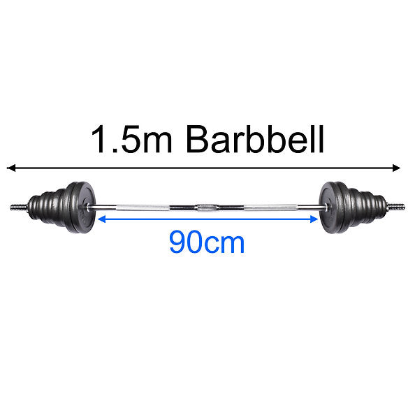 Exersci® 50kg Adjustable Barbell & Dumbbell Set