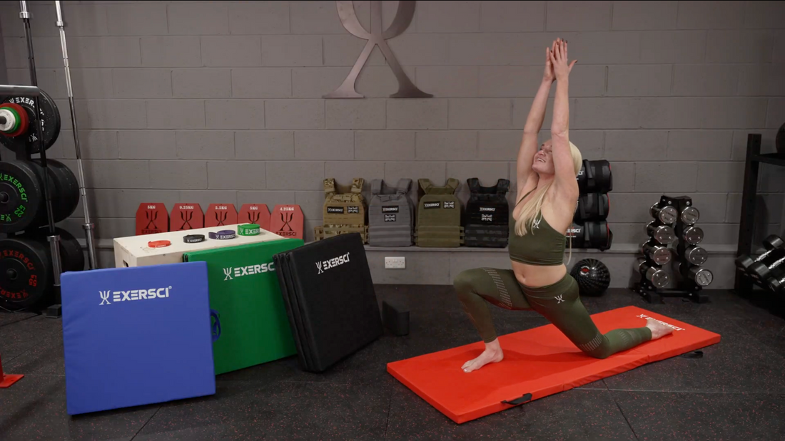 Image of a woman completing a yoga poses with Exersci Yoga equipment to illustrate the Exersci blog post entitled 'yoga Equipment For Beginners: Everything You Need To Know.'