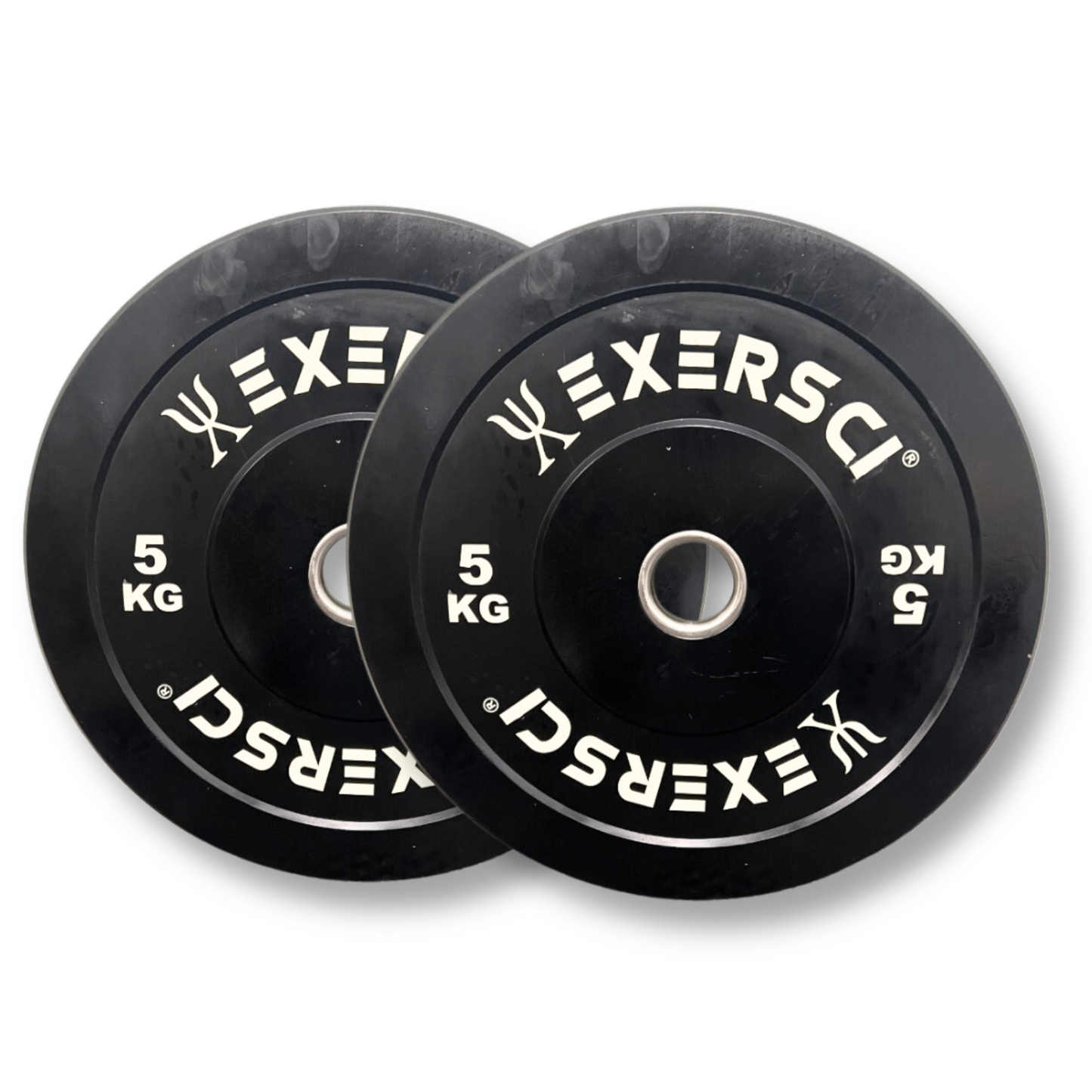 Exersci® Black Olympic Bumper Plates With White Print (Pair)