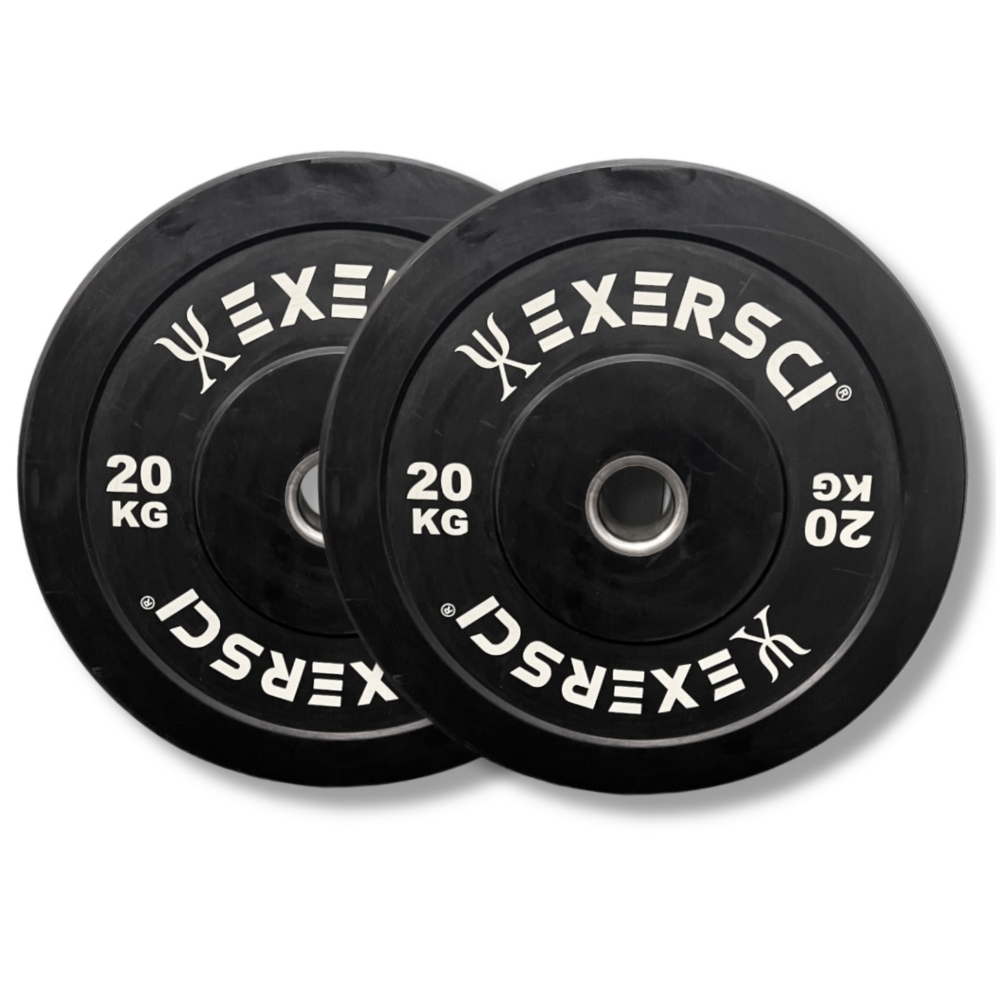 Exersci® Black Olympic Bumper Plates With White Print (Pair)