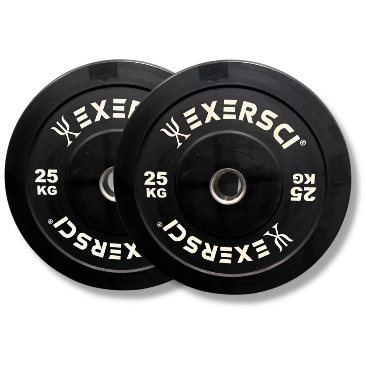 Exersci® Black Olympic Bumper Plates With White Print (Pair)