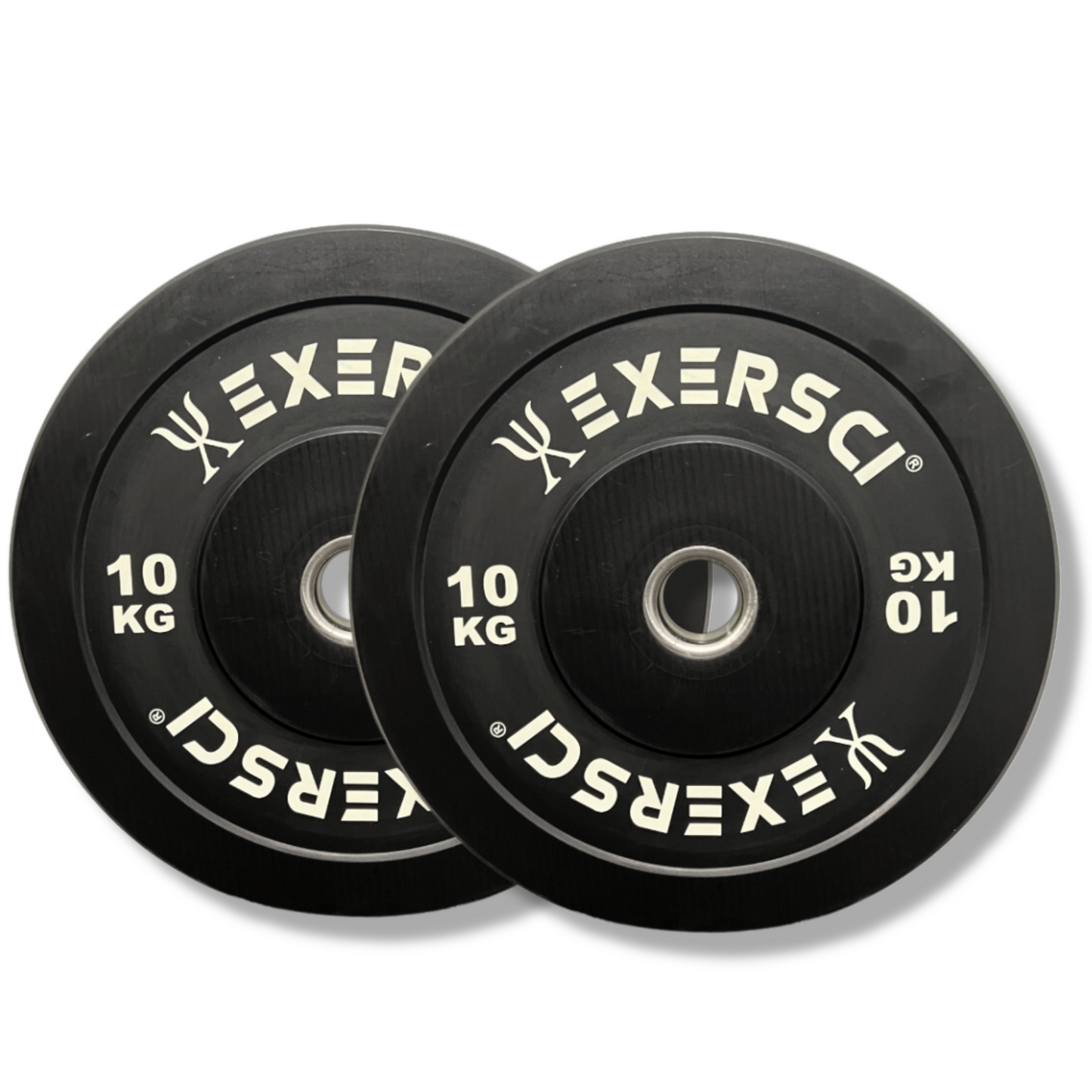 Exersci® Black Olympic Bumper Plates With White Print (Pair)