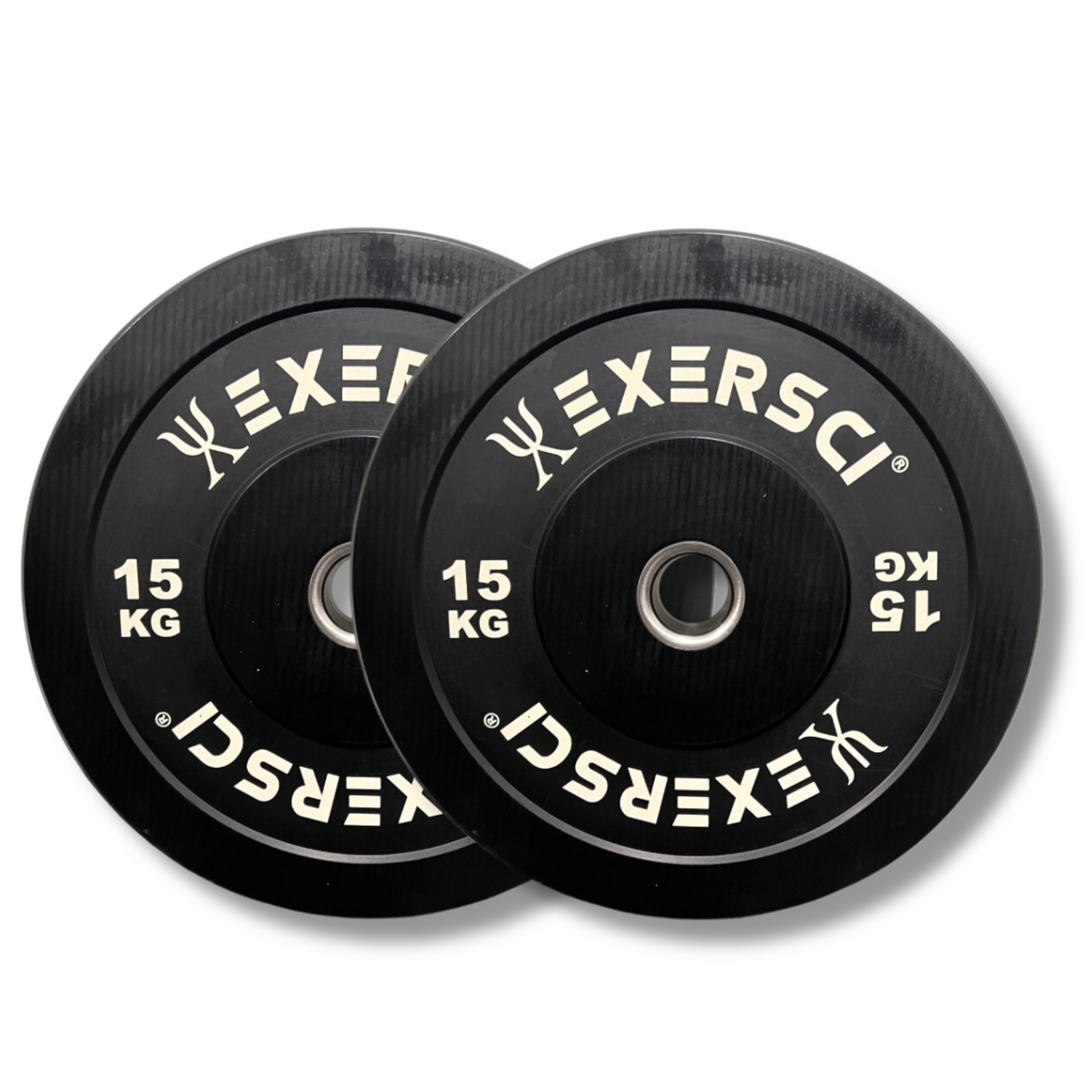 Exersci® Black Olympic Bumper Plates With White Print (Pair)