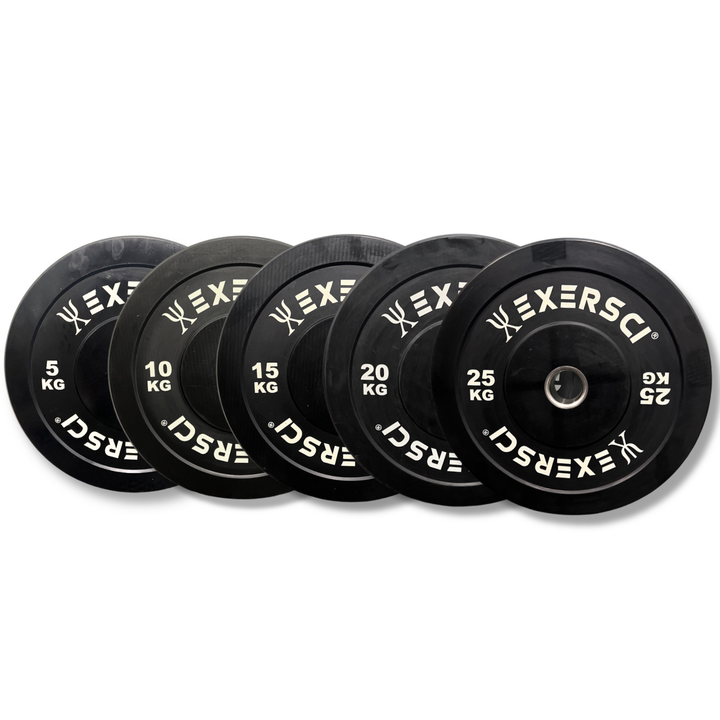 Exersci® Black Olympic Bumper Plates With White Print (Pair)