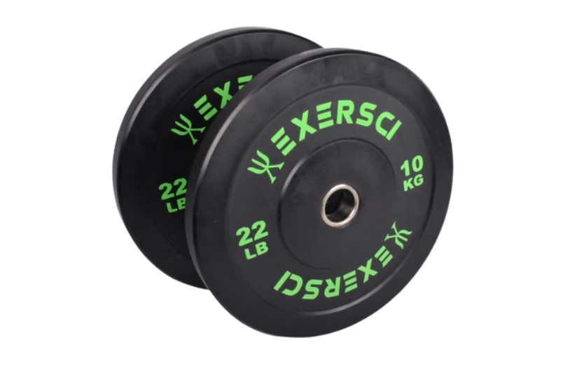 Exersci® Black Olympic Bumper Plates With Coloured Print (Pair)