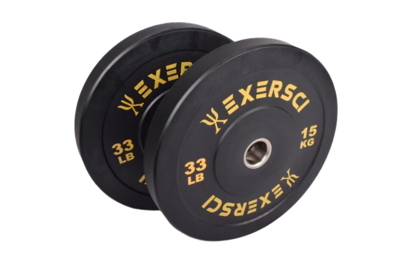 Exersci® Black Olympic Bumper Plates With Coloured Print (Pair)