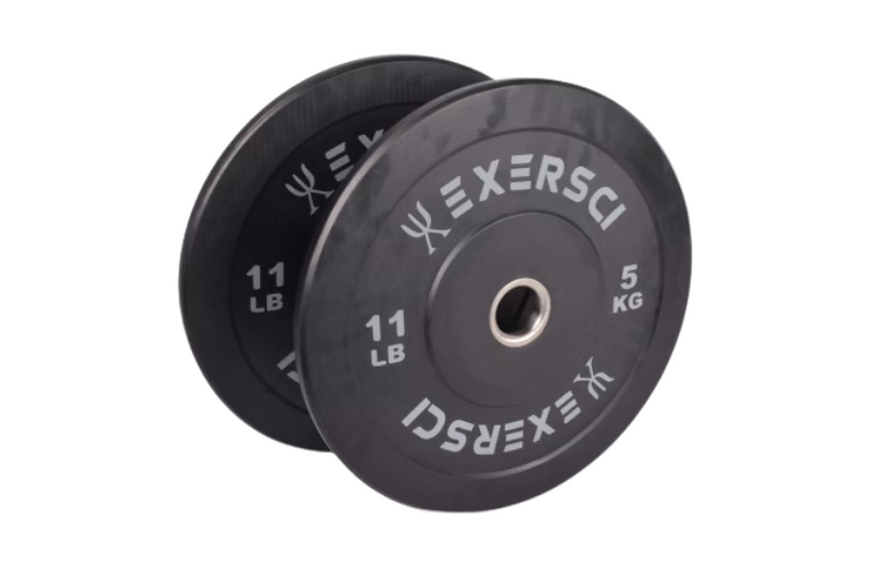 Exersci® Black Olympic Bumper Plates With Coloured Print (Pair)