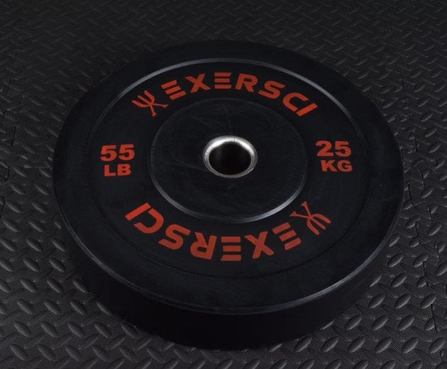 Exersci® Black Olympic Bumper Plates With Coloured Print (Pair)