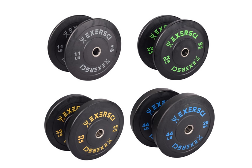 Exersci® Black Olympic Bumper Plates With Coloured Print (Pair)