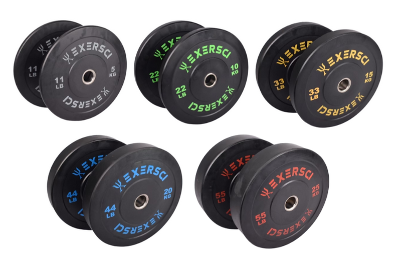 Exersci® Black Olympic Bumper Plates With Coloured Print (Pair)