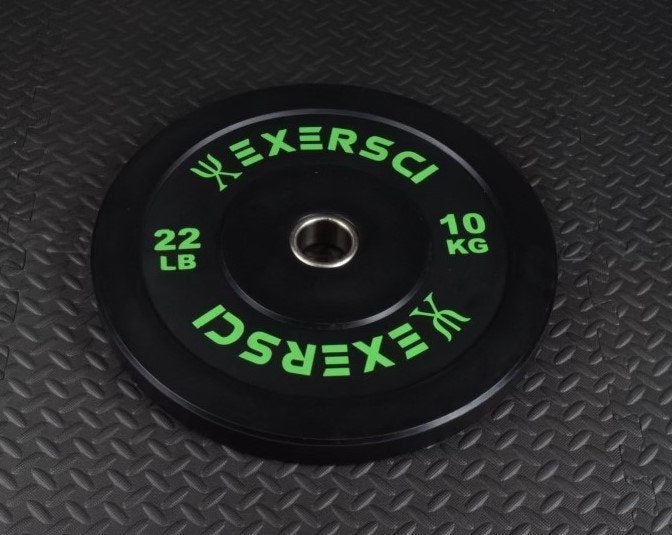 Exersci® Black Olympic Bumper Plates With Coloured Print (Pair)