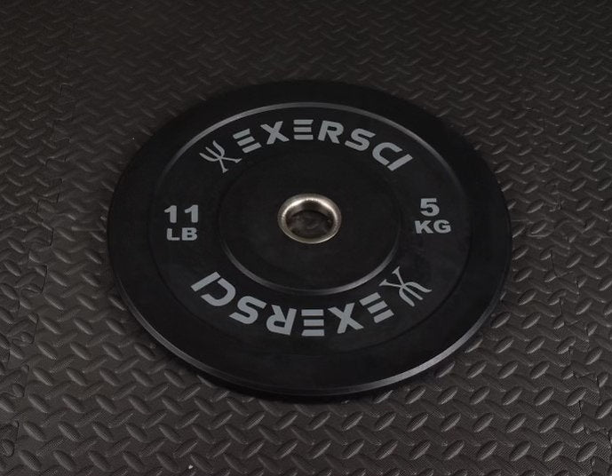 Exersci® Black Olympic Bumper Plates With Coloured Print (Pair)