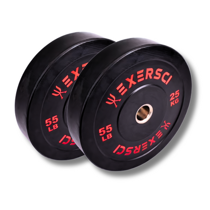 Exersci 25kg Black Rubber Bumper Plates Pair