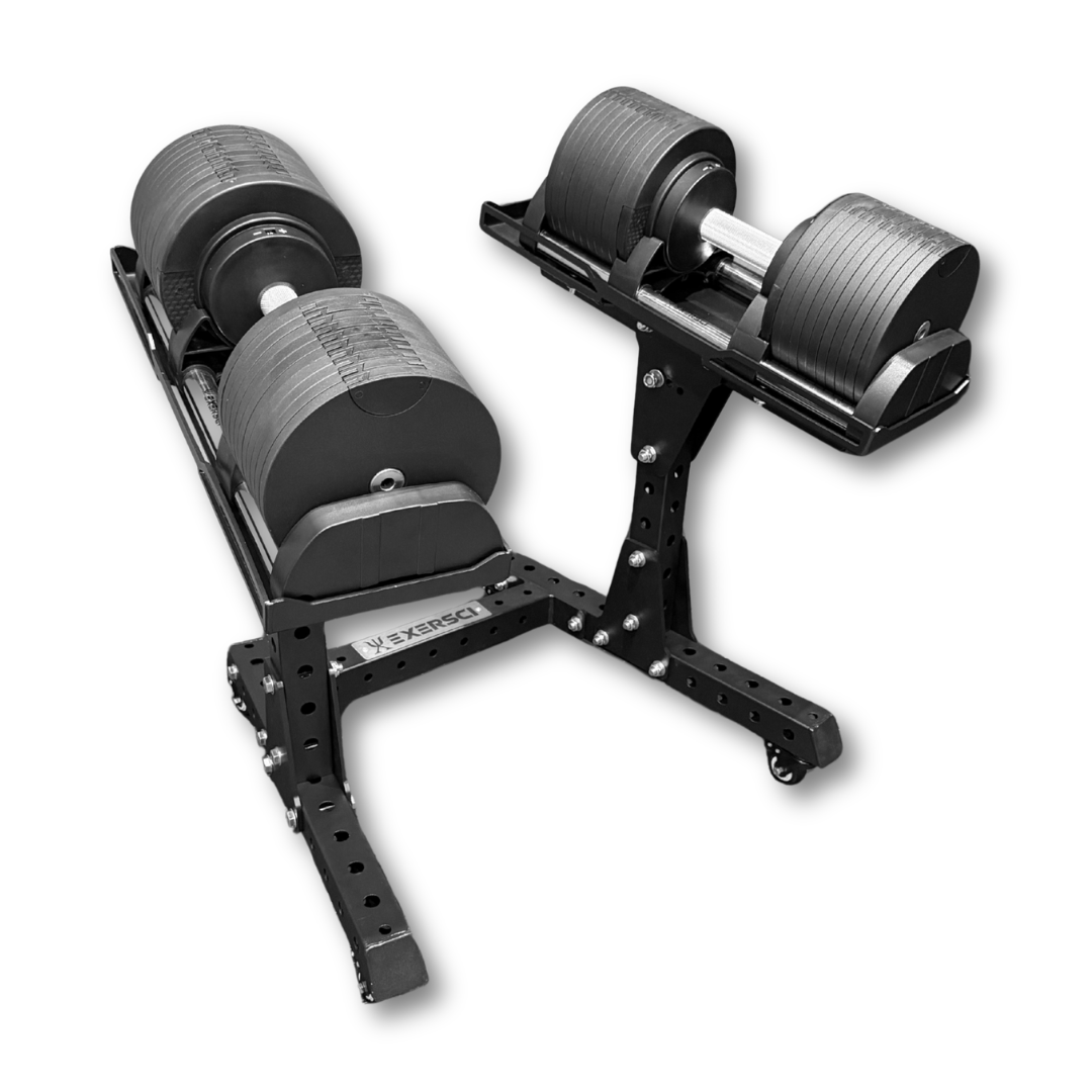 Exersci 42kg Adjustable Dumbbell (Pair) with Elite Rack 2