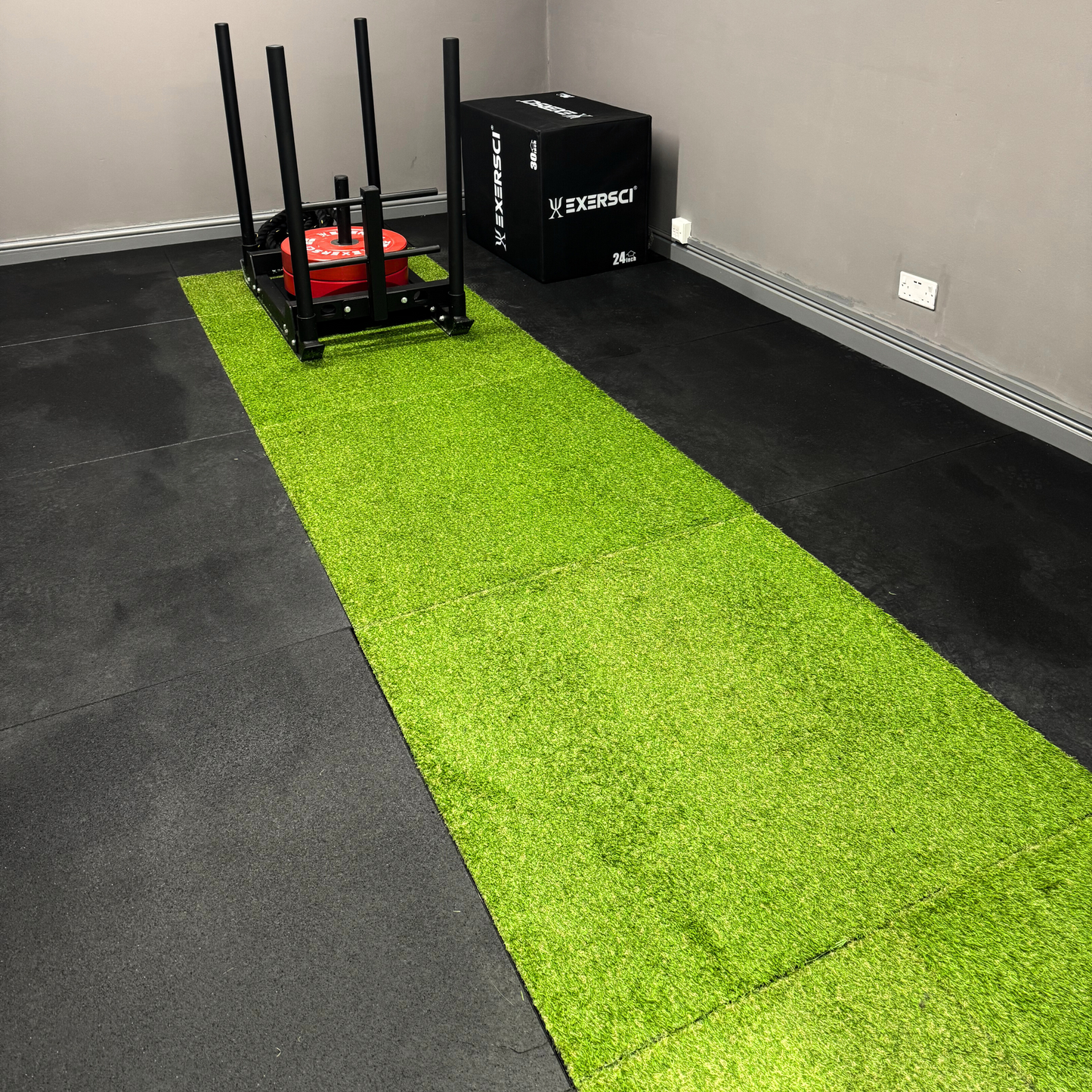 Exersci Artificial Grass Rubber Topped Tiles with Sled