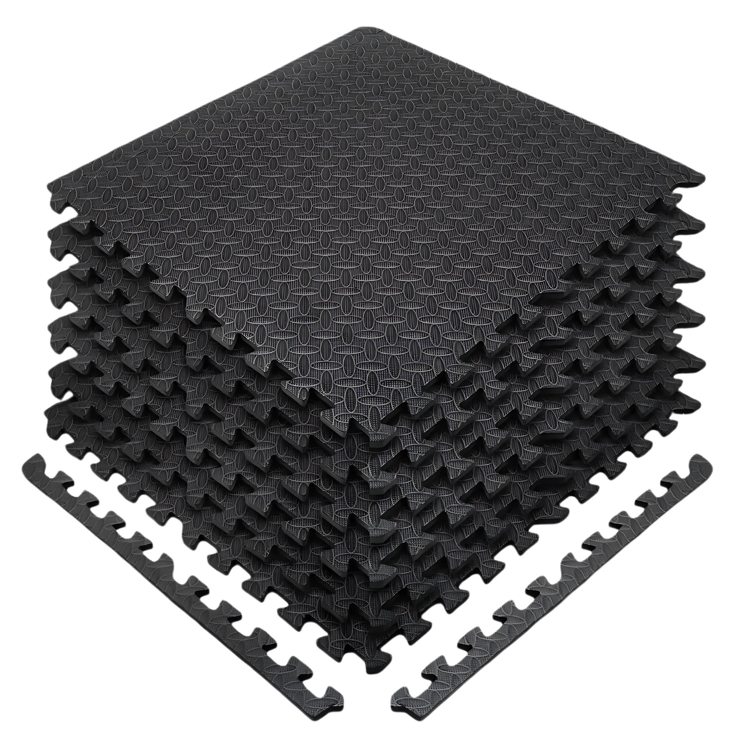 Exersci® Black EVA Jigsaw Mats: Leaf Pattern