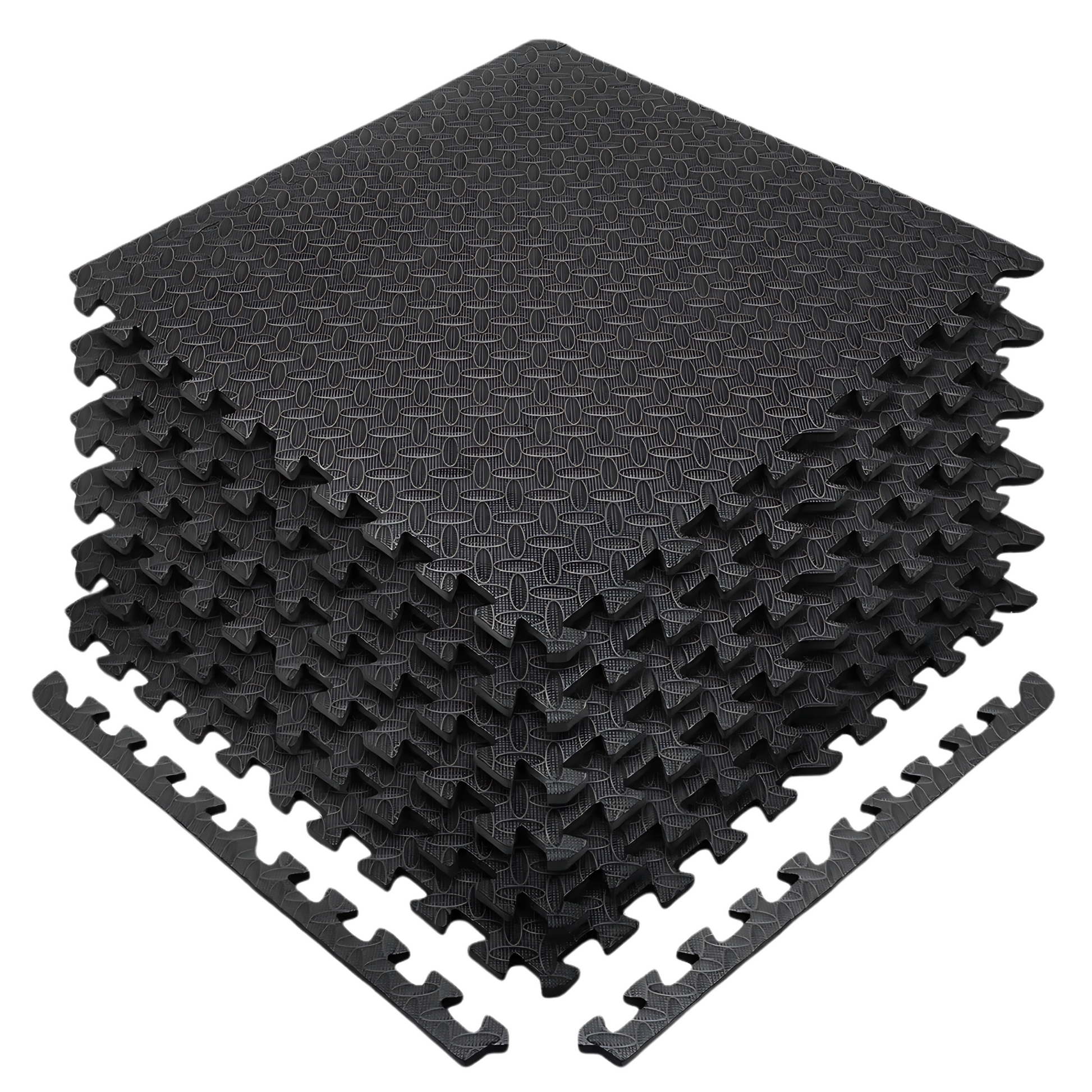 Exersci® Black EVA Jigsaw Mats: Leaf Pattern