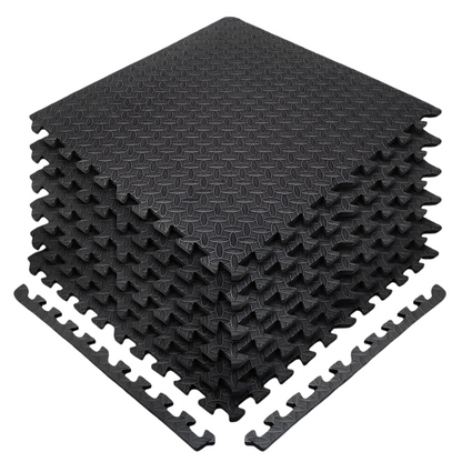 Exersci® Black EVA Jigsaw Mats: Leaf Pattern
