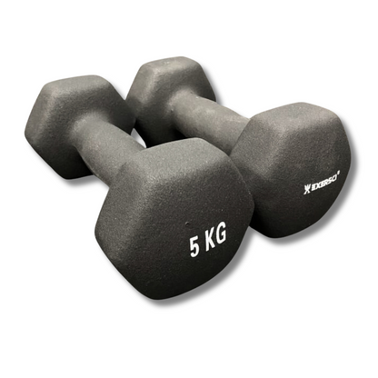 Exersci® Black Neoprene Dumbbells 5kg