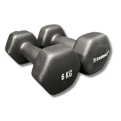 Exersci® Black Neoprene Dumbbells 6kg