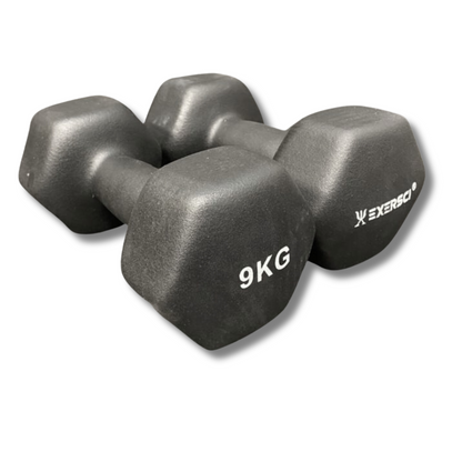Exersci® Black Neoprene Dumbbells 9kg