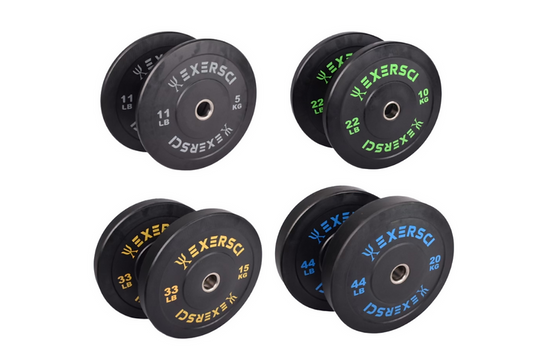 Exersci® Black Olympic Bumper Plates With Coloured Print 100kg Set