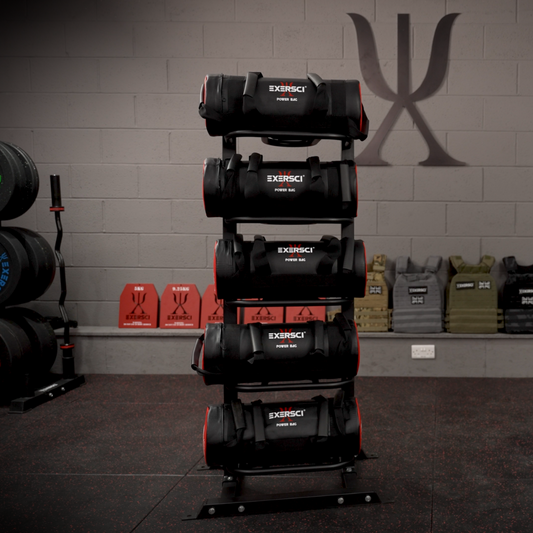 Exersci Power Bags with Rack in Gym Setting