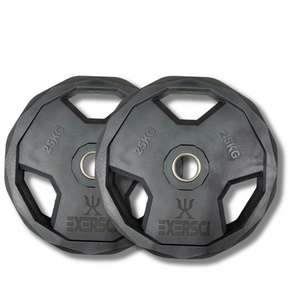 Exersci® Premium Rubber Coated Plates Tri-Grip 25kg