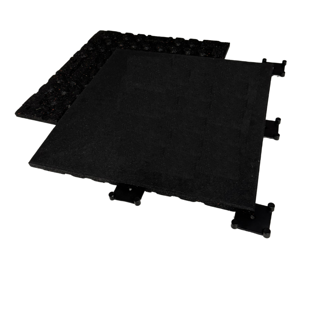 Exersci® Premium Black Rubber Tiles with Connectors 50cm x 50cm