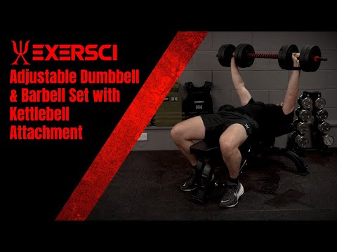 Exersci® Adjustable Dumbbell & Barbell Set with Kettlebell Attachment Option